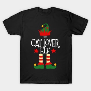 Cat Lover Elf Matching Family Group Christmas Party Pajamas T-Shirt